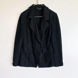 St John Black Label Double Breaasted Tweed Blazer Black